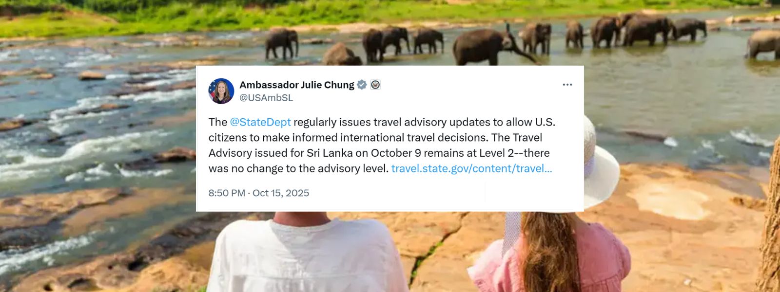 No Change in Travel Advisory : Ambassador